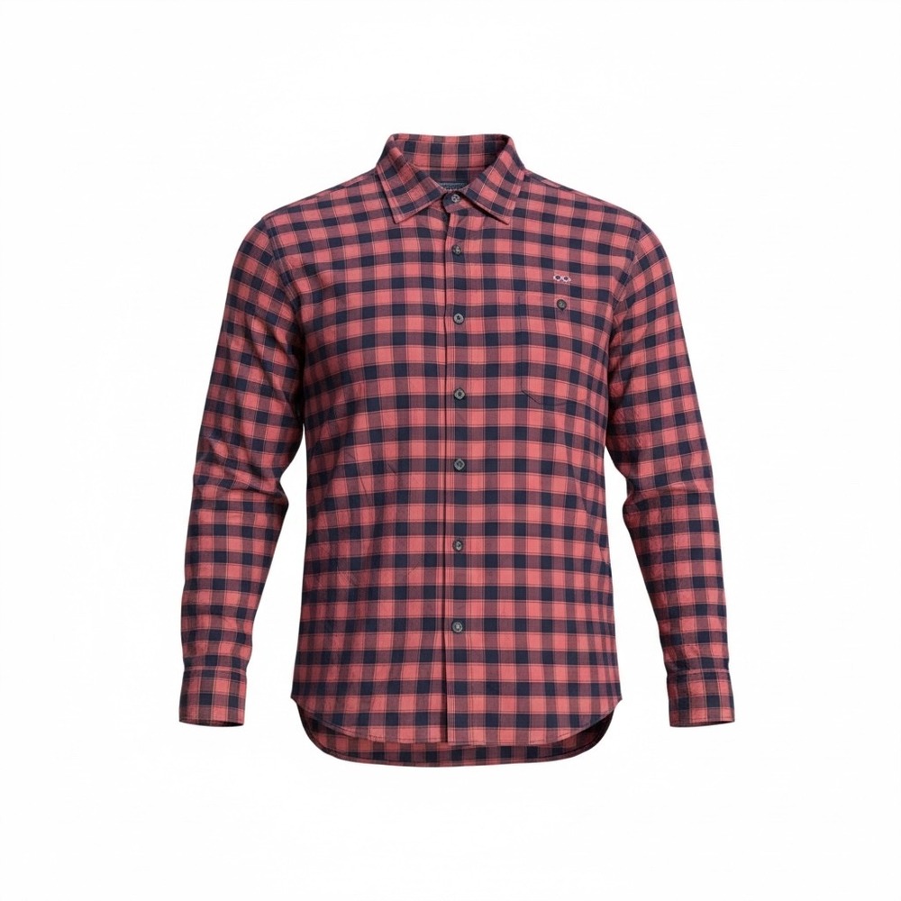 Fish Hippie Mens XL Red Navy‎ Buffalo Plaid Flannel Button Down Shirt Cotton